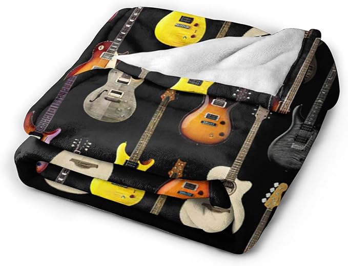 Guitar Blanket for Women Man Musical Instrument Guitar Throw Blanket Soft Cozy Warm Fuzzy Fleece Guitar Bedroom Decor Blanket Gifts for Guitar Lover Guitarist Couch Sofa Bedding 60"X50"