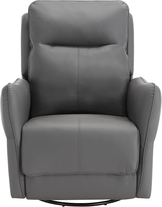 MINCETA Power Recliner Chairs,Upholstered Nursery Rocker Glider Recliner,270 Swivel Recliner Chair,PU Leather in Gray