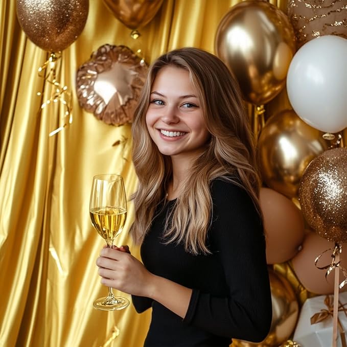 20x12ft Polyester Backdrop Gold Backdrop Curtains for Baby Shower Party Wedding Photo Drape Reception Photography Background Event Stage DecorationW5' x H12'?4 Panels YUNBSDJ072