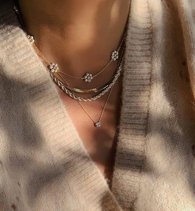 SmileBelle Pearl Necklaces for Women, Daisy Pearl Choker as Christmas Stocking Stuffers for Teens, Silver Daisy Pearls Jewelry Trendy Stuff Birthday Gifts 3 Pearls White Necklace as Wedding Jewelry