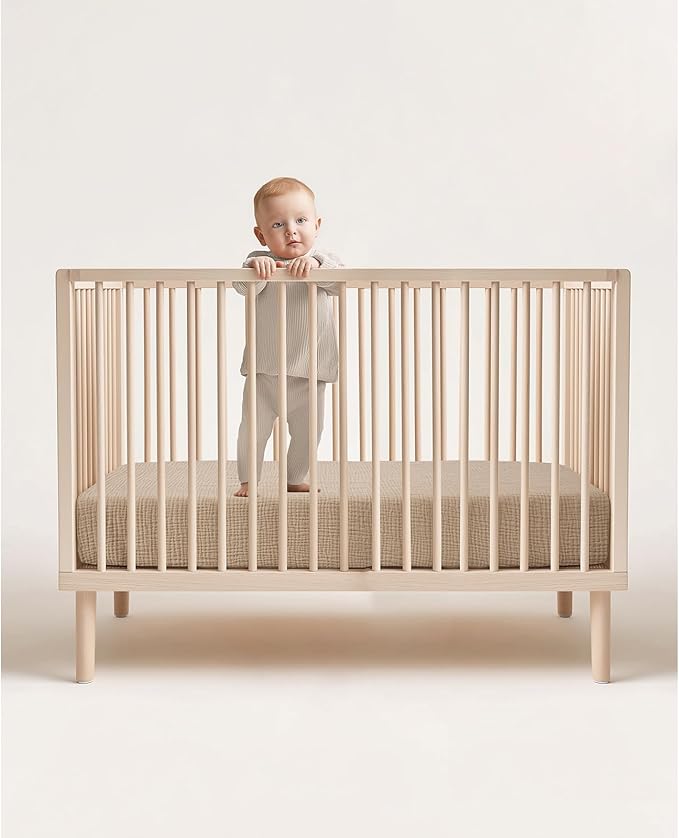 lulumoon Baby Muslin Crib Sheets: Soft & Breathable Fitted Crib Sheets for Boys and Girls - Solid Color Sheets for Standard Crib 2Pack