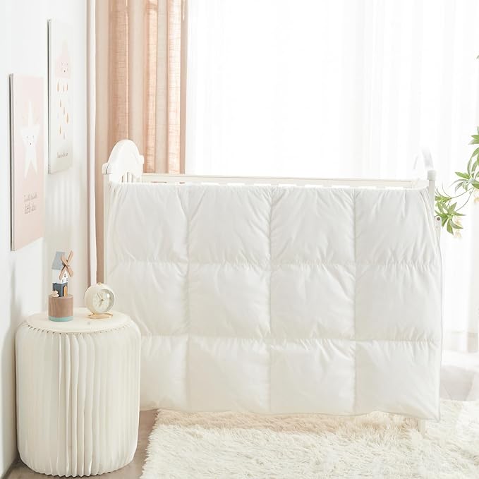 Toddler/Travel/Crib Goose Down Comforter Duvet/Blanket Multifunctional,Hypoallergenic 100% Organic Cotton & Washable Unisex Kids,All Season,White 33x43