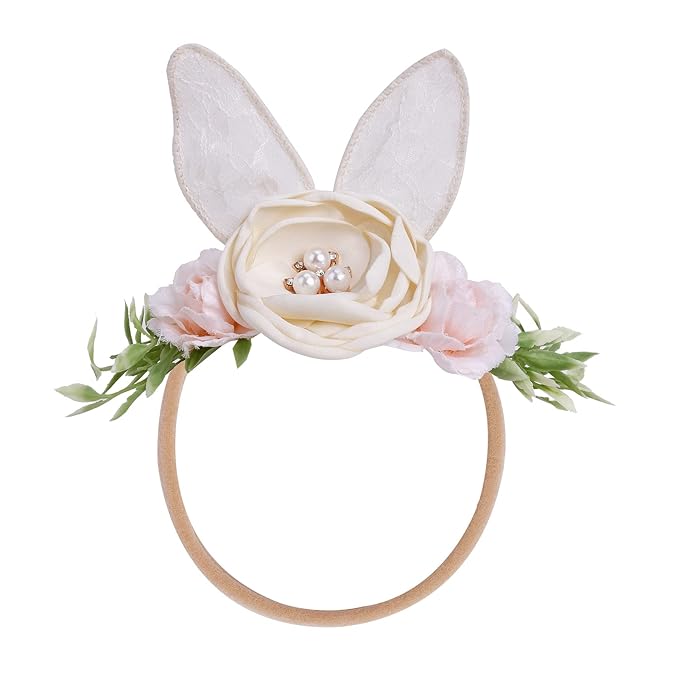 Baby Girl Floral Headbands Hair Bows Bunny Easter Headband Flower Crown Newborn Toddler Hair Accessories （1-6 years old）