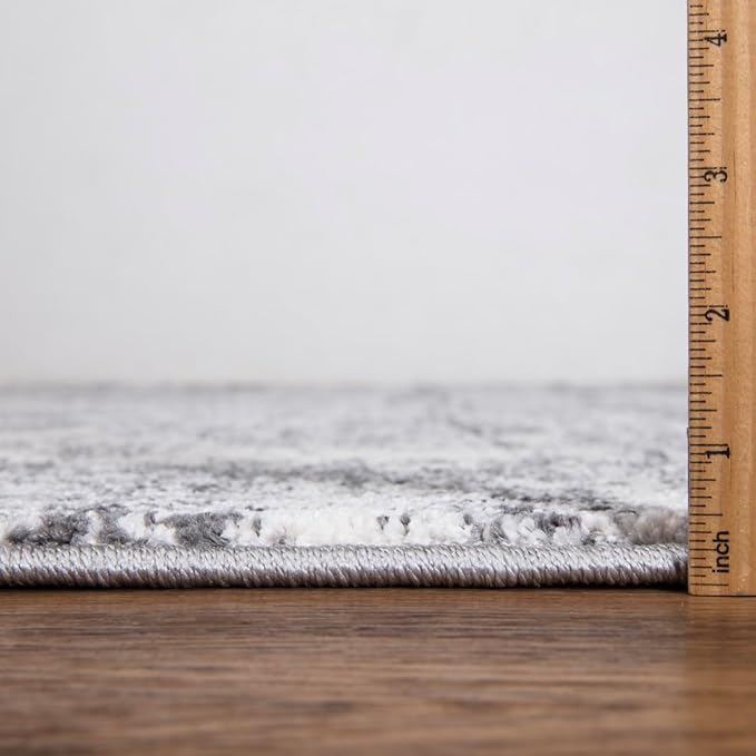 Keen Home Design Area Rugs - Non-Shedding, Thick Pile Abstract Rugs for Kitchen, Living Room, Bedroom, Dining Room, Entryway (Abstract Cream/Grey, 7'3" x 10'2")