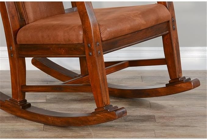 Pemberly Row Set of 2 Farmhouse Mahogany Wood Rocking Chair in Dark Chocolate