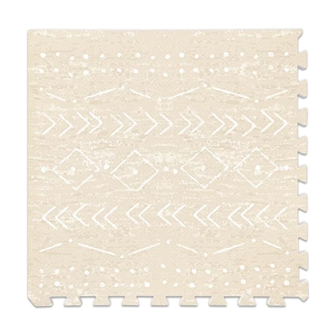 Lillefolk Baby Play Mat for Floor – 6x6ft Beige | Soft Non Toxic Premium EVA Foam Tiles for Tummy Time, Crawling & Playroom – Waterproof for Hard Floors Mat for Babies & Toddlers (9 Tiles)