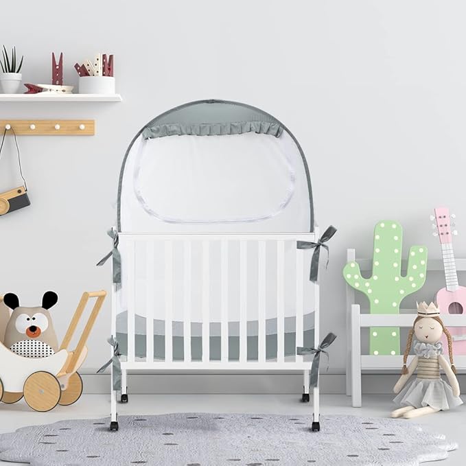 Baby Pack N Play Tent, Safety Tent to Keep Baby from Climbing Out, Baby Crib Canopy for Pack N Play, Mini Cribs & Playpens, Pop Up Design & See-Through Mesh