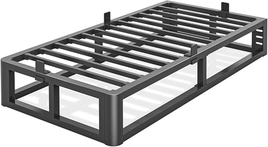 Metal Heavy Duty 12 inch Twin XL Bed Frame with Rounded Corner and Headboard Hole Mattress Retainers 3500 LBS No Box Spring Needed Platform Noise Free Easy Assembly