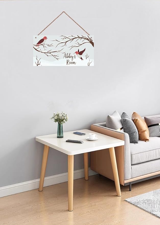 Personalized Birds Sign Snowscape Theme Art Décor For Kids Room Custom Name Door Wall Art Décor For Little Man Cave, Cartoon Nursery Art Plate For Girls Room Boys Bedroom Baby