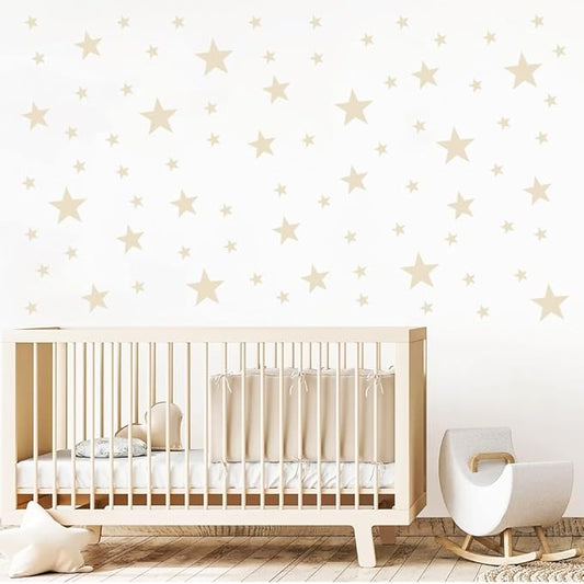 Wall Decals for Kids Room (Beige, Mix Star 155 Pcs)