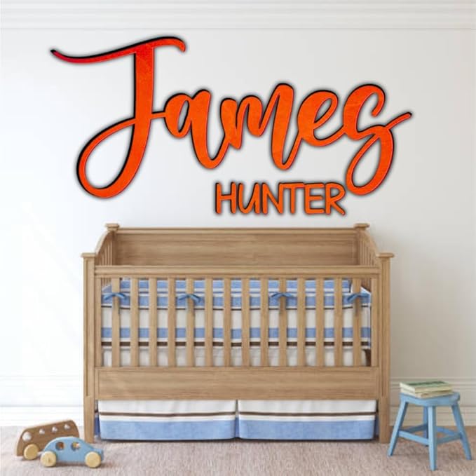Personalized Wooden Baby Name Sign - Custom Name Wall Decor for Nursery - Boy & Girl Name Signs - Baby Announcement Sign - Wooden Custom Name Signs for Wall (First + Middle Name)