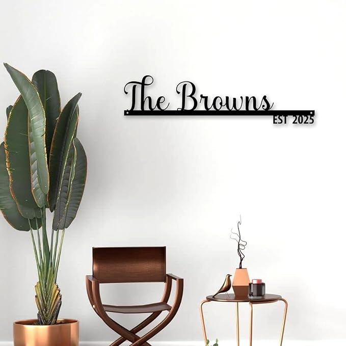 Personalized Family Name Sign, Custom Metal Last Name Sign, Monogram Indoor/Outdoor Wall Decor, Established Sign 2025 Wedding Gifts/New Home