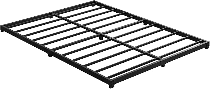 3 Inch Low Queen Bed Frame Heavy Duty Metal Platform, No Box Spring Needed, Easy Assembly Mattress Foundation, No Noise, Black