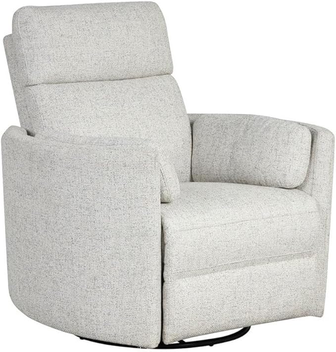 Pemberly Row Contemporary Fabric Power Swivel Glider Recliner in Natural Quartz