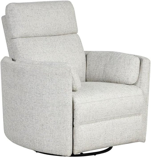 Pemberly Row Contemporary Fabric Power Swivel Glider Recliner in Natural Quartz