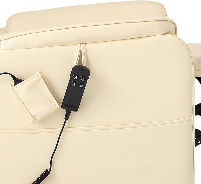 DYNOX 350 LBS Power Lift Recliner Chair for Elderly, Medium Size Dual Motor Lay Flat Infinite Positions Recliner with Heat & Massage(9188,Genuine Leather,Camel)