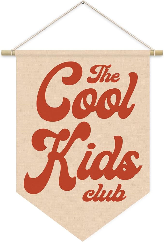 Playroom Wall Hanging Banner, Cool Kids Club Retro Pennant Flag, Boy Nursery Decor, Classroom Decor Baby Nursery Room Banner