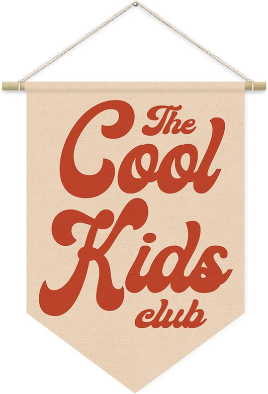 Playroom Wall Hanging Banner, Cool Kids Club Retro Pennant Flag, Boy Nursery Decor, Classroom Decor Baby Nursery Room Banner