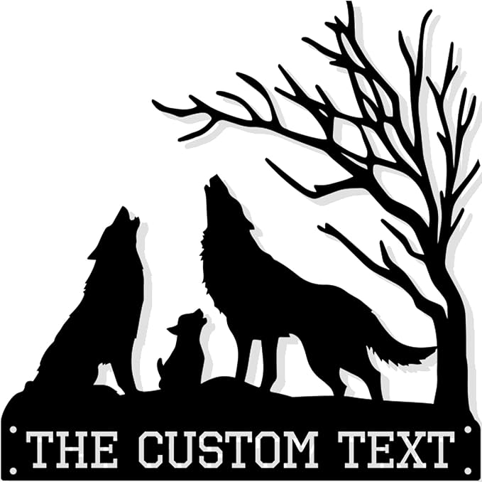 Custom Wolves Metal Sign, Personalized Metal Wall Art, Family Name Sign, Porch Sign, Room Decor, Cabin Decor, Birthday Gift for Nature/Wolves Lover