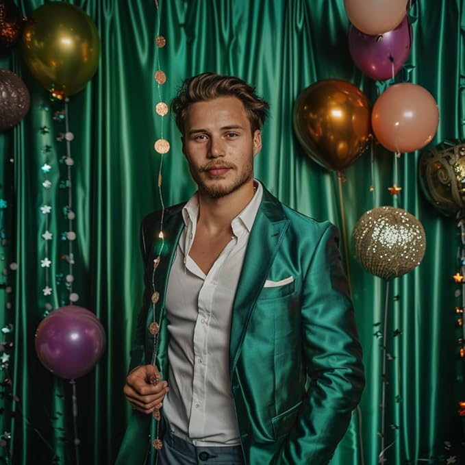 20x10ft Polyester Backdrop Emerald Green Wedding Curtains Drapes Curtains Panels with Rod Pockets Arch Party Stage Ceremony Photography Background Decoration W5' x H10'4 Panels YUNBSDJ174