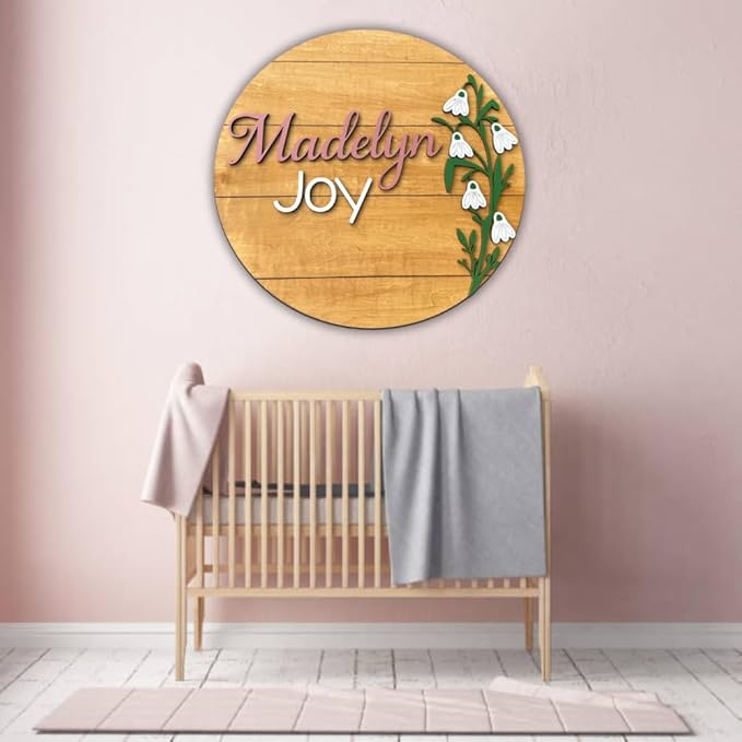 Personalized Wooden Name Sign - Custom Baby Name Signs for Nursery & Kids Room, Baby Announcement Sign, Wall Name Signs Personalized, Round Wooden Letters for Nursery Decor (Design 4)