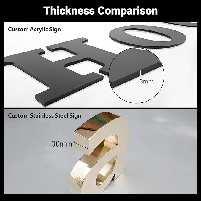 Custom Business Logo Sign, Handmade Professional 3D Laser Cut Acrylic Stainless Steel Letter Personalized for Wall, Salon Office Company Retail Studio Cafe Man Cave Bar Club Wedding Business Home