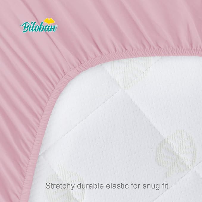 Bassinet Sheets Fit for Rectangle, Hourglass or Oval Bassinet Mattress, Universal Fitted Sheet Set for Various Bassinet Mattress Pad, 2 Pack, Ultra Soft Microfiber Sheets, White & Pink