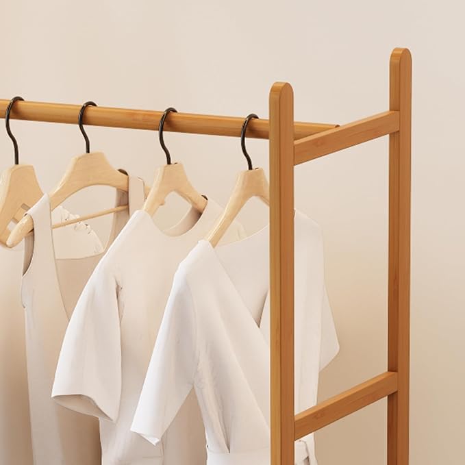 Clothing Rack with Shelves,Bamboo Clothes Rack,Natural Clothes Rack Hanging,Drawers Hanging Rack,Garment Rack with Shelves(27.6inch Width Natural)