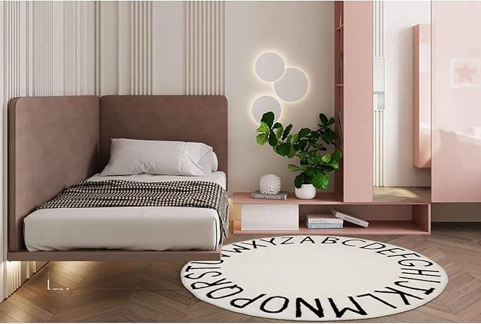 Topotdor Round Kids Play Rug Alphabet Nursery Area Rug Extra Large Soft Crawling Play Mat for Children Toddlers Bedroom (40 inch, White)