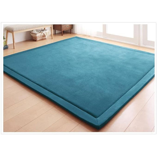 Loartee Coral Velvet Crawling Rugs & Area Rugs (6'8"x9'2", Blue) for Toddler Children Play & Yoga Mat Exercise Pads