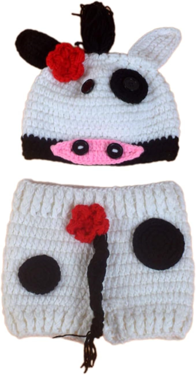 Baby Photography Props Cow Hat Crochet Shorts Infant Photoshooting Outfit Photo Posing Suit Photo Outfi PhotoShooting Clothes