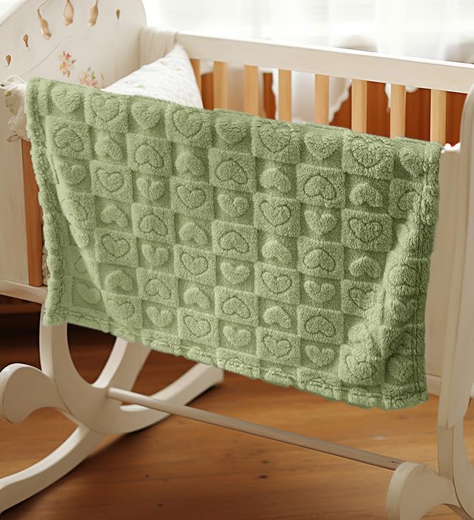 4 Pcs Baby Blankets for Boys Soft Toddler Small Blanket for Daycare, Fleece Kid Mini Blanket for Crib Baby Shower, 30 X 40, Green