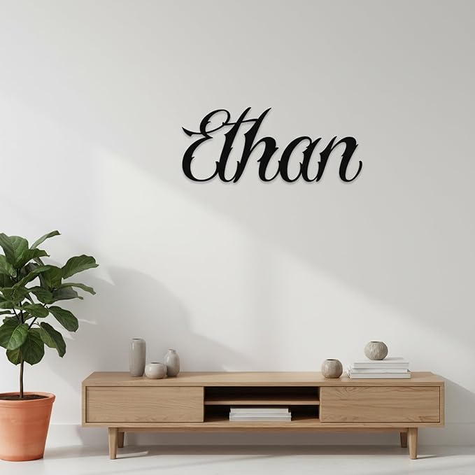Custom Metal Words - Classic Calligraphy Script Name Sign - Custom Name Sign Baby - Elegant Laser Cut Cursive Wall Art for Baby Name, Wedding & Home Decoration Gift