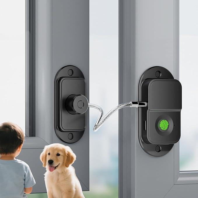 Fingerprint Fridge Lock (2 Pack),Refrigerator Lock with Fingerprint,for Fridge, Cabinet Locks, Drawers, Dishwasher, Toilet and Cabinet Locks Baby Proofing, 3M Adhesive No Drilling (Black)