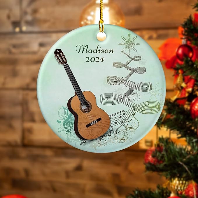 wowcugi Guitar Ornament Personalized Instrument Ornaments for Christmas Tree Xmas Tree Decorations Keepsake Gifts for Band Instruments Music Lovers