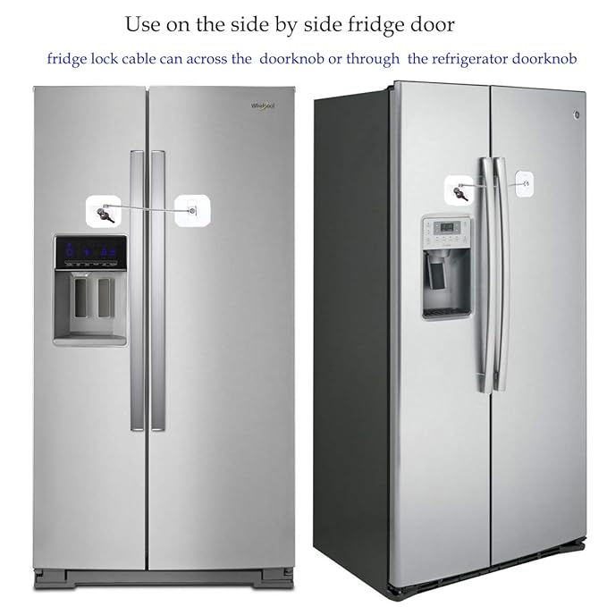 Fridge Lock,Refrigerator Locks,Freezer Lock with Key for Child Safety,Locks to Lock Fridge and Cabinets,White Fridge Lock