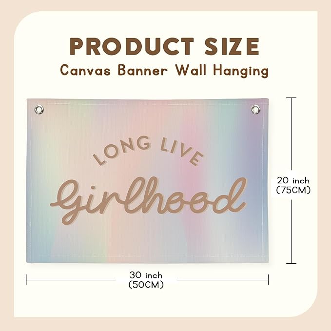 Mermaid Girls Room Decor,Long Live Girlhood Birthday Decorations Wall Decor Banner, Baby Girls Nursery,Mermaid Lovers for Teen Girl Bedroom,30x20,girlroom