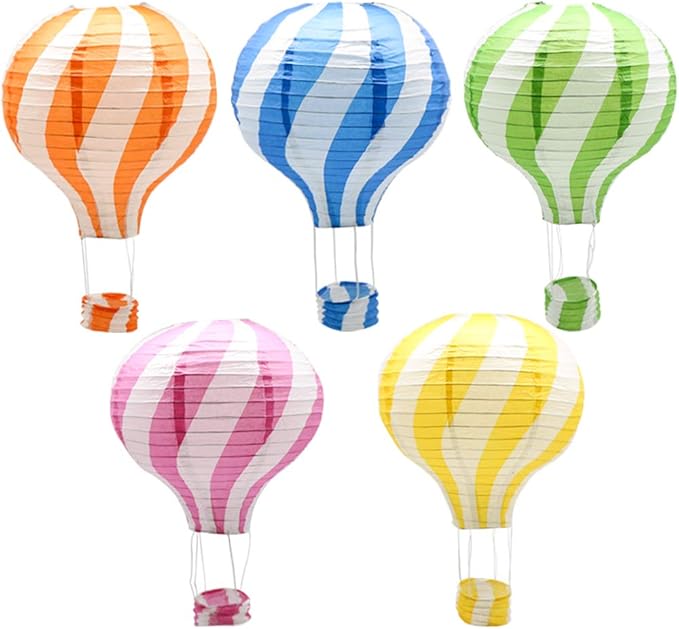 Hanging Hot Air Balloon Paper Lanterns Set, Party Decoration Birthday Wedding Christmas Party Decor Gift, 12 inch, Pack of 5 Pieces