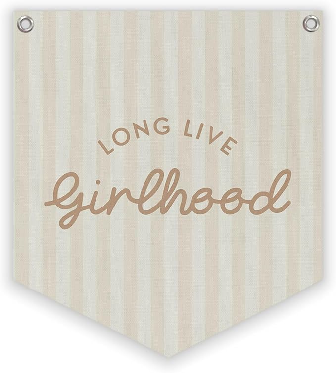 Lacama Long Live Girlhood Banner, Girls Room Decor, Girls Nursery Decor, Hanging Flag Retro Pink Banner for Nursery Playroom Wall Decor for Kids Bedroom Dorm Toddler Decorations
