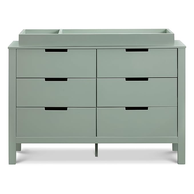Carter's by DaVinci Colby 6-Drawer Baby Dresser - Wooden Double Chest of Drawers for Kids, Boys, and Girls - Versatile Storage Dresser for Bedroom, Nursery, Living Room and Hallway - Light Sage