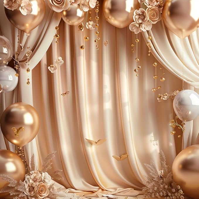 10x10ft Champagne Photo Curtains Backdrops Wrinkle Free Champagne Photo Curtains Backdrop Wedding Curtain Photo Backdrop for Parties Bridal Shower Birthday Photos Photography YUNBSDJ061