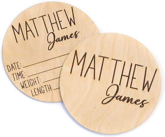 Wooden Baby Birth Announcement Sign, Announcement Sign for New Baby, Birth Announcement Sign for Hospital, Baby Name Announcement Sign, Baby Arrival Sign for Hospital (Double Sided)