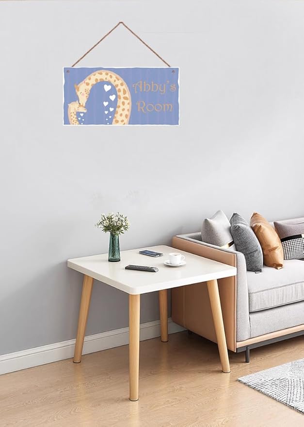 Personalized Sign Lovely Giraffe Sign For Kids Room Custom Name Door Wall Decor Floral Nursery Cartoon Heart Art Plate For Boys Room Girls Bedroom Little Man Cave