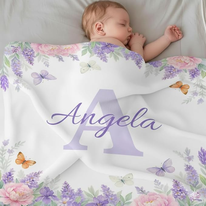 Ships from The US, Personalized Baby Blankets for Girls, Custom Baby Blanket for Kids Soft Flanne Blankets in Easter Personalized Baby Gifts for Infant Newborn Shower (Rose Pink)
