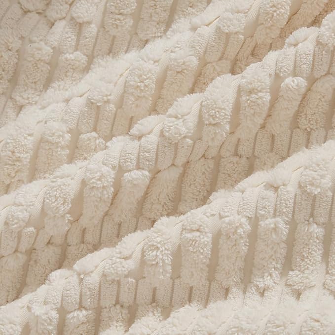 Fancy Homi 2 Packs Boho Decorative Throw Pillow Covers 20x20 Inch for Living Room Couch Bed Sofa, Rustic Modern Farmhouse Home Decor, Soft Corduroy Cream Square Cushion Case 50x50 cm