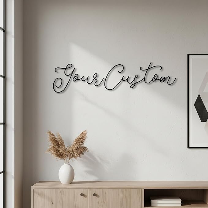Custom Metal Words - Fine Elegant Handwritten Name Sign - Custom Name Sign Baby - Delicate Laser Cut Script Wall Art for Baby Name, Wedding & Luxury Home Decoration Gift