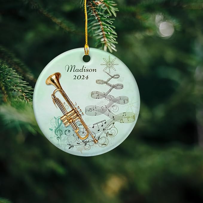 wowcugi Trumpet Ornament Personalized Instrument Ornaments for Christmas Tree Xmas Tree Decorations Keepsake Gifts for Band Instruments Music Lovers