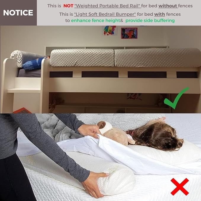 Wonder Space Toddlers' Bed Rail Bumpers Protecter - Children's Bed Guardrail Padding - Anti-Collision | Increased Height | Fall Prevention - Easy Installation Enhanced Safety Mostly Fit (Grey, 3ft)