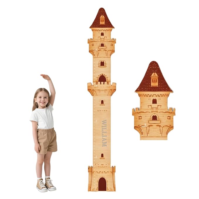 Personalized Wooden Castle Growth Chart Ruler,Custom Kids Height Measurement Ruler,Height Measurement Children,Nursery Wall Decor Baby Room