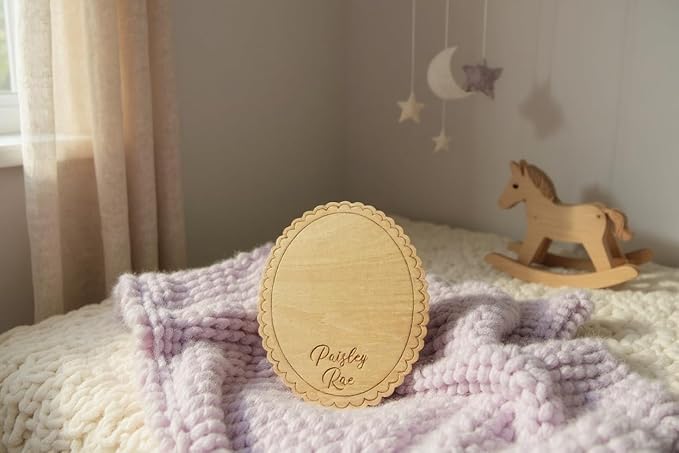 Personalized Baby Footprint Name Sign – Custom Engraved Wooden Birth Announcement Plaque - Baby Shower - Newborn Keepsake (Footprint Sign)